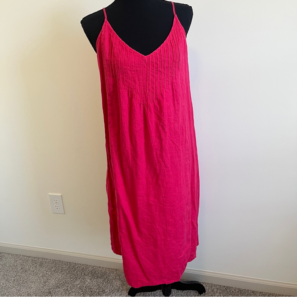 Boden Linen Maxi Dress Sz 8 Long Pink Vacation Resort Beach Adjustable Straps